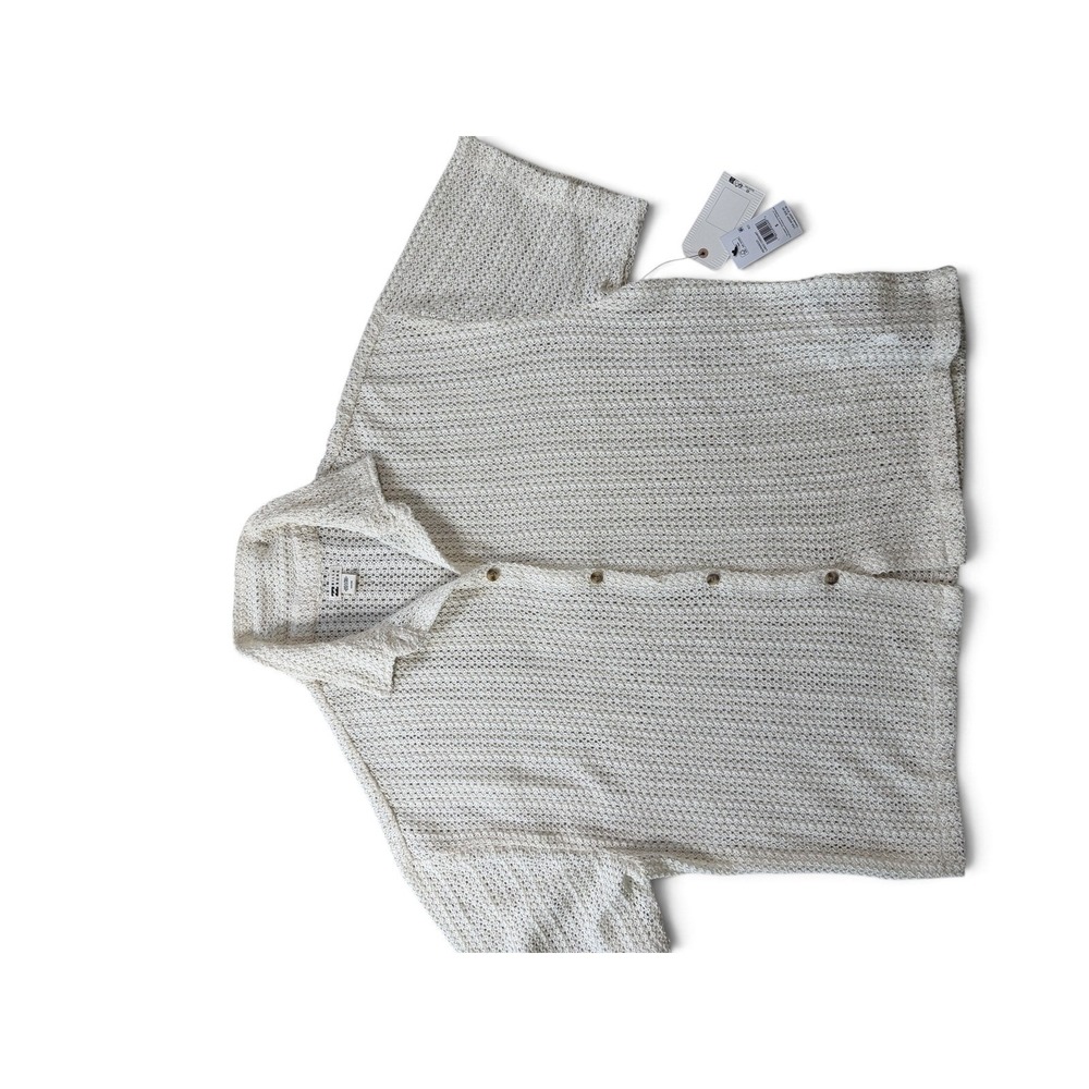 Billabong Cover Up Cream Crochet Open Knit Boxy Button Front Boho Beach Small